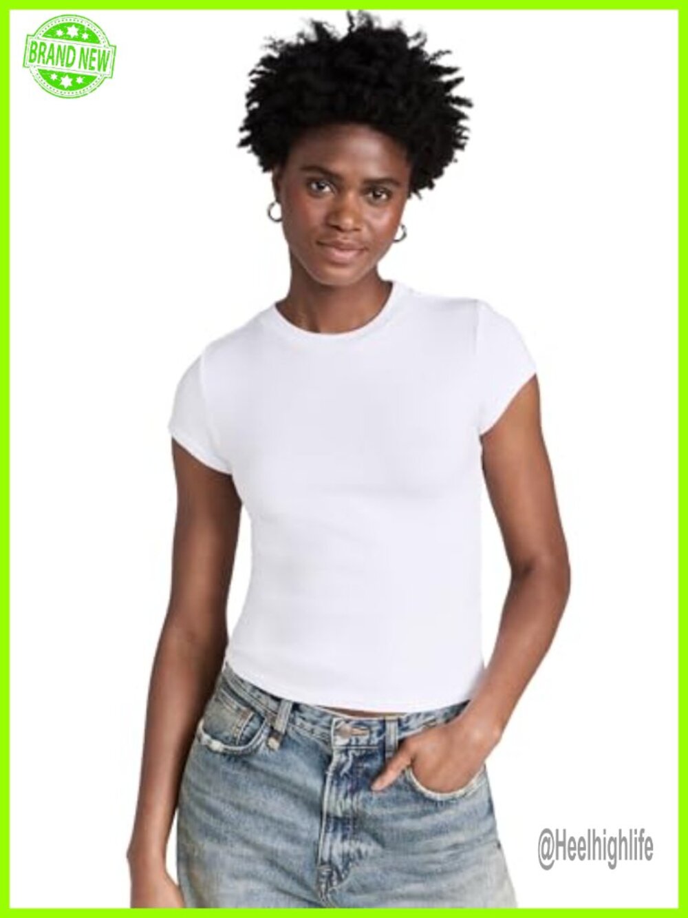 Ribbed Baby Tee Crewneck Short Sleeve Regular Fit Made in USA